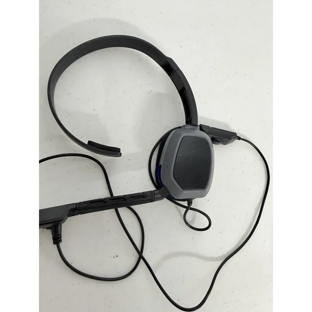 PlayStation Mono Chat Gaming Headset Grey Black Wired Single Ear Hook
